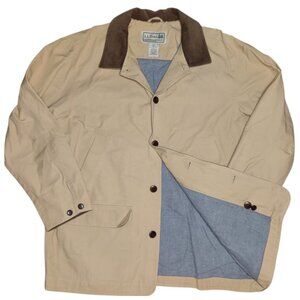 VTG LL Bean Mens XL Barn Chore Field Coat Saddle Tan Canvas Corduroy Trim 0BGW5